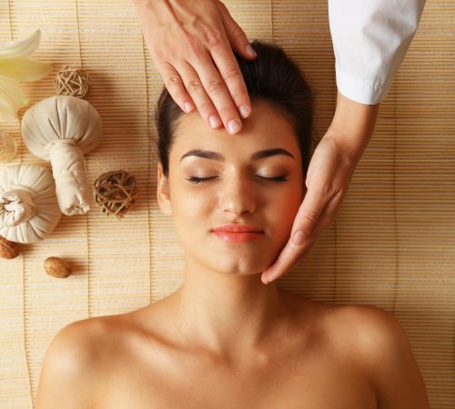 Lady having a head massage